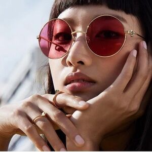 Cartier Red and Gold Round Sunglasses